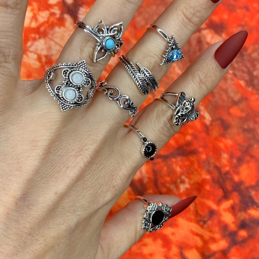 3/$10 NEW Boho Style Rings & MIDI Rings Design Mix / silver tone Bundle NWOT - Picture 5 of 7